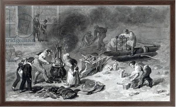 Постер The Laying of the Water-Main in Tottenham Court Road, 1834 с типом исполнения На холсте в раме в багетной раме 221-02