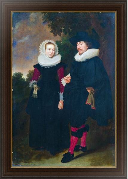 Постер Портрет мужчины и женщины с типом исполнения На холсте в раме в багетной раме 1.023.151