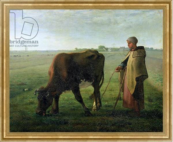 Постер Woman Grazing her Cow, 1858 с типом исполнения На холсте в раме в багетной раме NA033.1.051