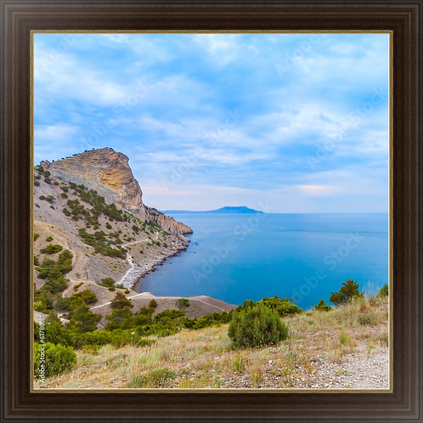 Постер Крым, побережье. Панорама с типом исполнения На холсте в раме в багетной раме 1.023.151