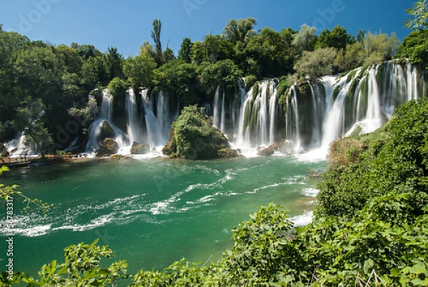 Постер Босния и Герцеговина. Водопады  Kravica  с типом исполнения На холсте без рамы