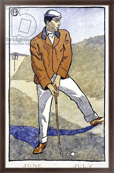 Постер Golf Player - in “” Golf Calendar”” by Edward Penfield, 1899 с типом исполнения На холсте в раме в багетной раме 221-02