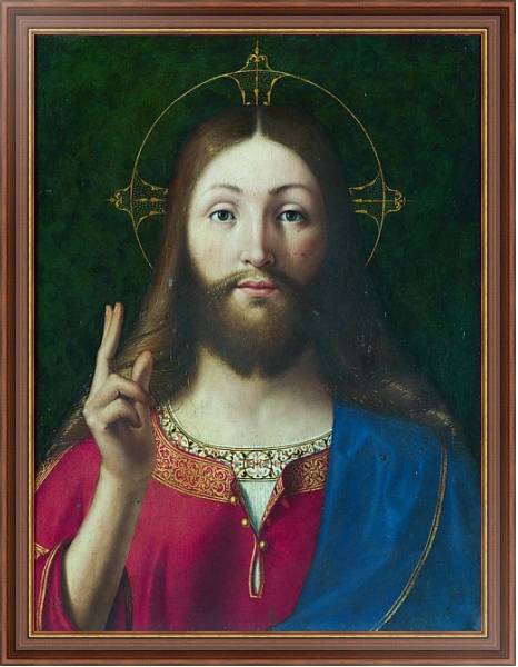 Постер Иисус благословляющий с типом исполнения На холсте в раме в багетной раме 35-M719P-83