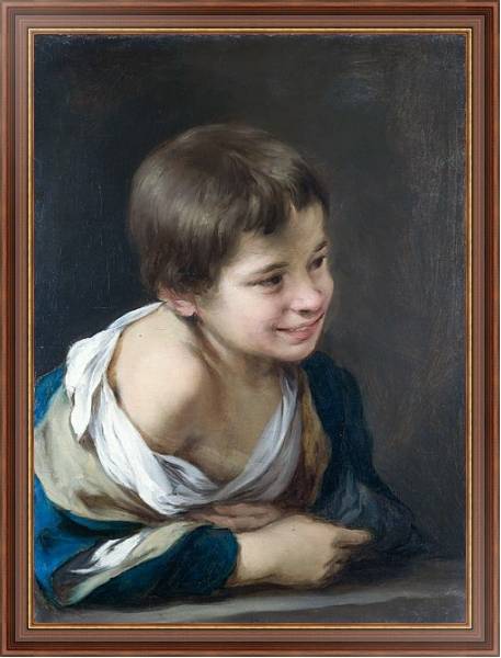 Постер Крестьянский мальчик, наклоняющийся через оконную раму с типом исполнения На холсте в раме в багетной раме 35-M719P-83