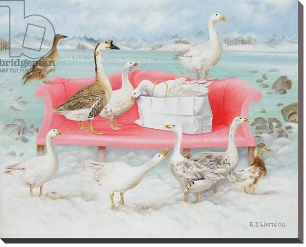 Постер Geese on Pink Sofa, 2000 с типом исполнения На холсте без рамы