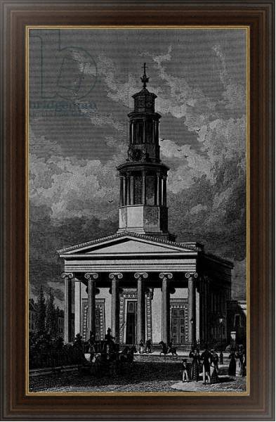Постер St. Pancrass Church, West Front, engraved by James Tingle 1827 с типом исполнения На холсте в раме в багетной раме 1.023.151
