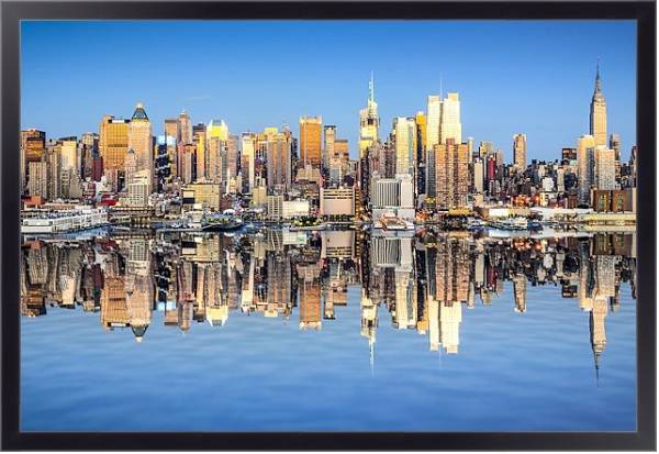 Постер США, Нью-Йорк. New York City View over Hudson River с типом исполнения На холсте в раме в багетной раме 221-01