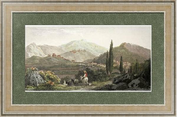Постер Francavilla , Sicily. Created by De Wint and Wallis, printed by McQueen, London, 1823 с типом исполнения Акварель в раме в багетной раме 485.M40.584