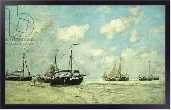 Постер Boats on the Shore at Scheveningen; Scheveningue, Bateaux Echoues sur la Greve, 1875 с типом исполнения На холсте в раме в багетной раме 221-01