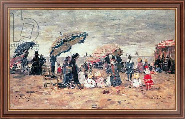Постер Parasols on the Beach, Trouville, 1886 с типом исполнения На холсте в раме в багетной раме 35-M719P-83