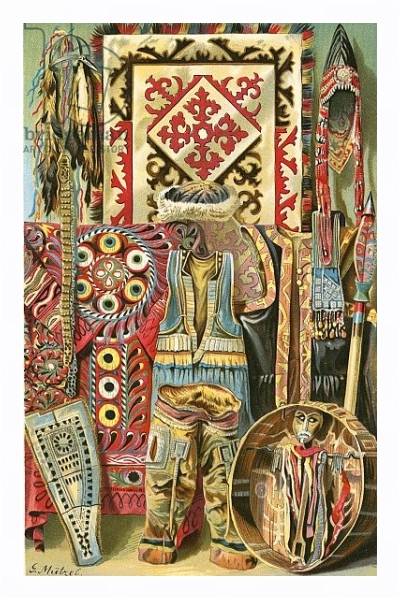 Постер Culture of the Mongols: Fabrics and designs с типом исполнения На холсте в раме в багетной раме 221-03