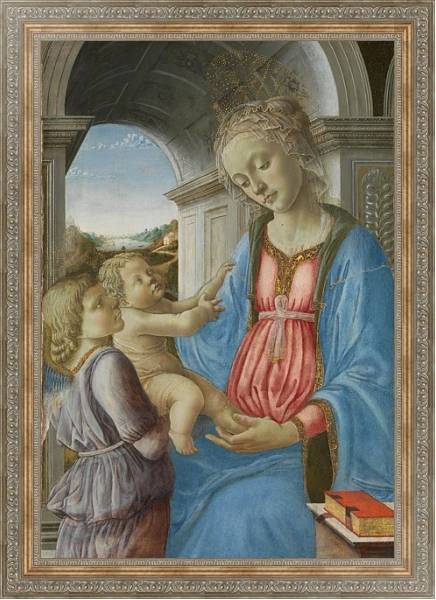 Постер Дева Мария с младенцем и ангелом с типом исполнения На холсте в раме в багетной раме 484.M48.310