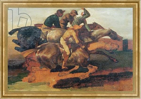 Постер Four Jockeys Galloping с типом исполнения На холсте в раме в багетной раме NA033.1.051