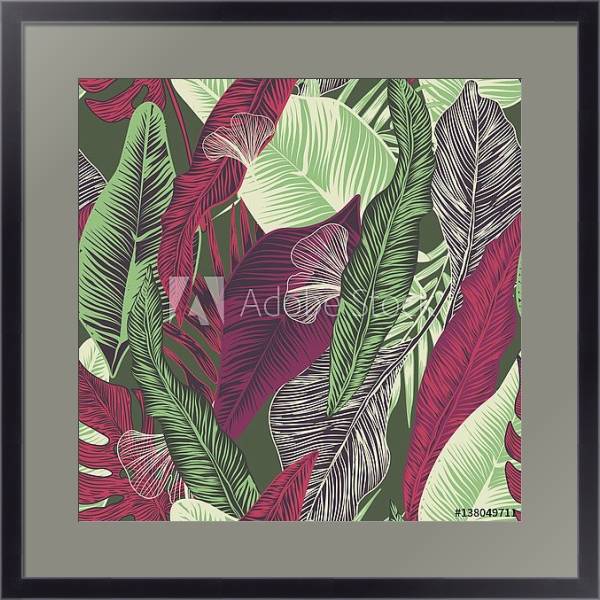 Постер Тропические листья 1 с типом исполнения Под стеклом в багетной раме 221-01