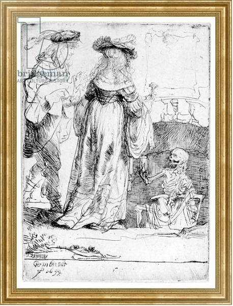 Постер Death appearing to a wedded couple from an open grave, 1639 с типом исполнения На холсте в раме в багетной раме NA033.1.051