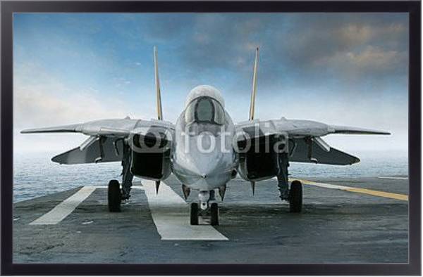 Постер Реактивный истребитель F-14 на авианосце с типом исполнения На холсте в раме в багетной раме 221-01