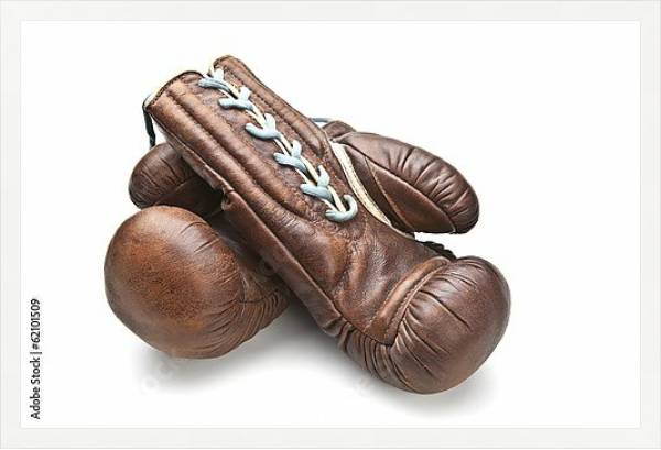 Постер Винтажные боксерские перчатки с типом исполнения На холсте в раме в багетной раме 1727.7010