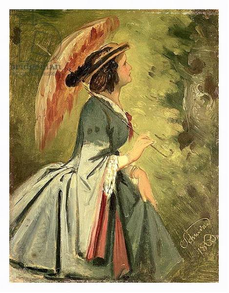 Постер Portrait of Anna, the artist's daughter, 1860 с типом исполнения На холсте в раме в багетной раме 221-03