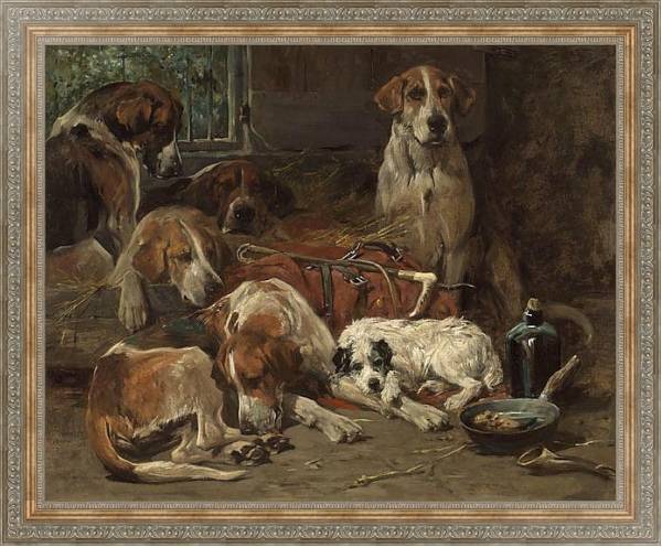 Постер Охотничьи собаки после охоты с типом исполнения На холсте в раме в багетной раме 484.M48.310