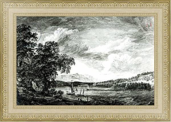 Постер View of Hudson's River of Pakepsey с типом исполнения Акварель в раме в багетной раме 484.M48.725