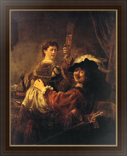 Постер Автопортрет с Саскией на коленях с типом исполнения На холсте в раме в багетной раме 1.023.151