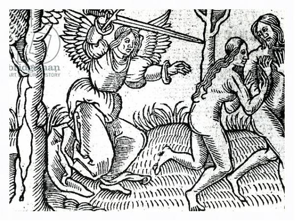 Постер The Expulsion from the Garden of Eden, illustration from Cranmer's Bible, 1540 с типом исполнения На холсте в раме в багетной раме 221-03