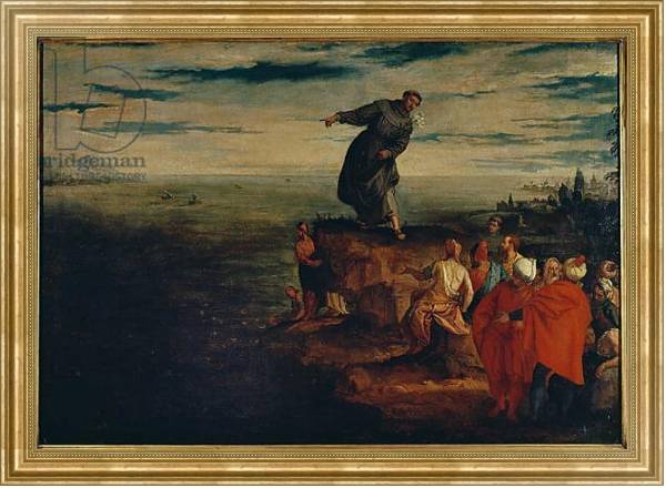 Постер St. Anthony Preaching to the Fish, c.1580 с типом исполнения На холсте в раме в багетной раме NA033.1.051