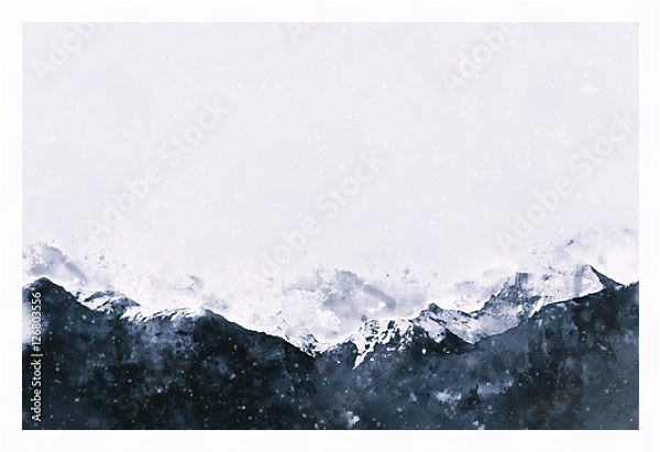 Постер Горный пейзаж зимой с типом исполнения На холсте в раме в багетной раме 221-03