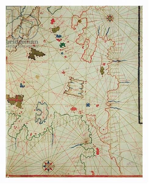 Постер The Peloponnese with the island of Limnos, from a nautical atlas, 1646 с типом исполнения На холсте в раме в багетной раме 221-03