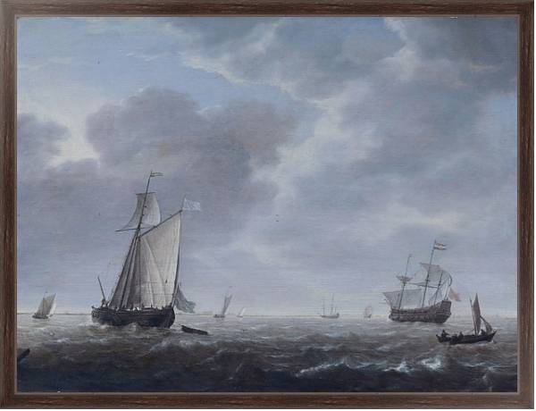 Постер Голландские военные корабли в бриз с типом исполнения На холсте в раме в багетной раме 221-02