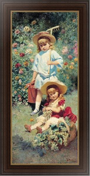 Постер Портрет детей художника. 1882 с типом исполнения На холсте в раме в багетной раме 1.023.151