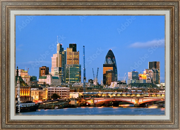 Постер Небоскребы Лондона с типом исполнения На холсте в раме в багетной раме 595.M52.330