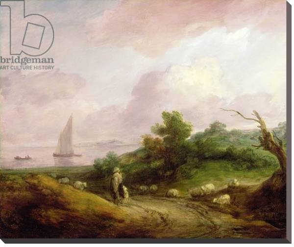 Постер Coastal Landscape with a Shepherd and his Flock, c.1783-4 с типом исполнения На холсте без рамы