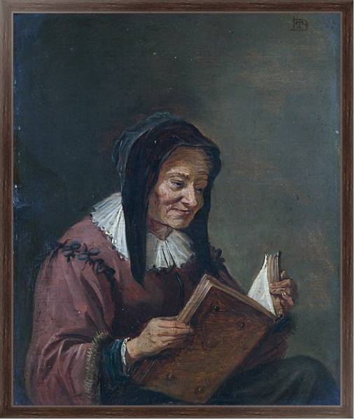Постер Читающая престарелая женщина с типом исполнения На холсте в раме в багетной раме 221-02