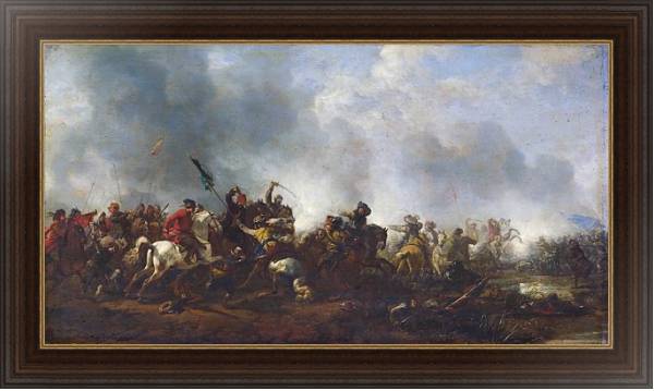 Постер Кавалерия, атакующая пехоту с типом исполнения На холсте в раме в багетной раме 1.023.151