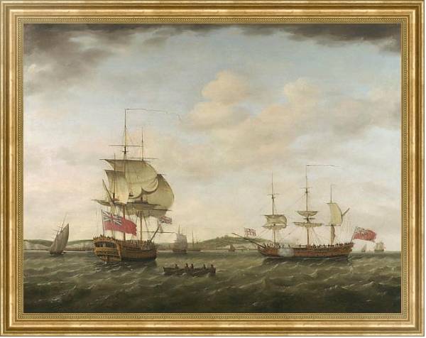 Постер Британский военный корабль у Дувра с типом исполнения На холсте в раме в багетной раме NA033.1.051