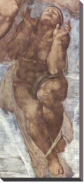 Постер Страшный суд, фреска из Сикстинской капеллы [12]. Фрагмент. Возносящийся праведник с типом исполнения На холсте без рамы