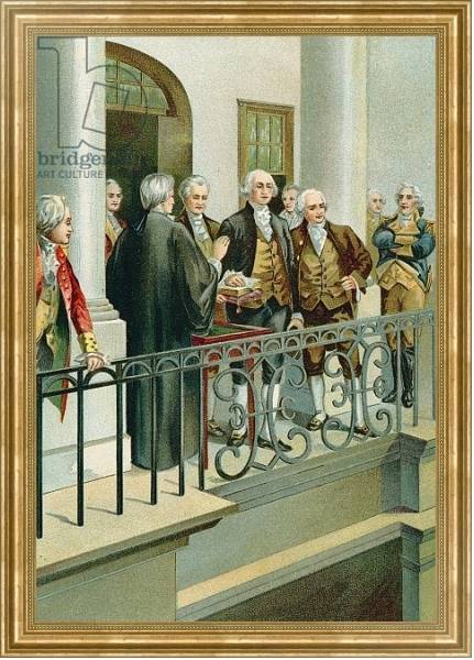 Постер George Washington taking the oath as President с типом исполнения На холсте в раме в багетной раме NA033.1.051