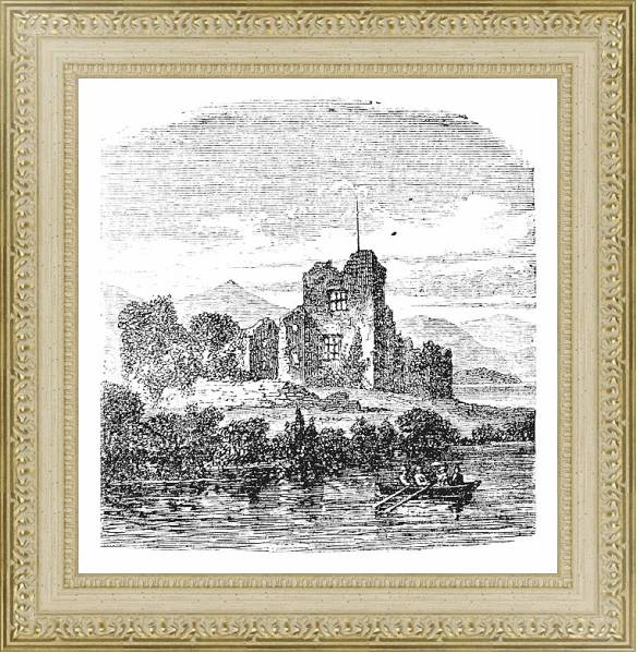 Постер Ruins of Castle Ross, Killarney, Ireland vintage engraving с типом исполнения Акварель в раме в багетной раме 484.M48.725