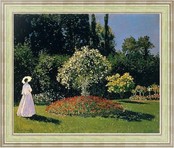 Постер Жанна-Маргарита Лекадр в саду с типом исполнения На холсте в раме в багетной раме NA053.0.113