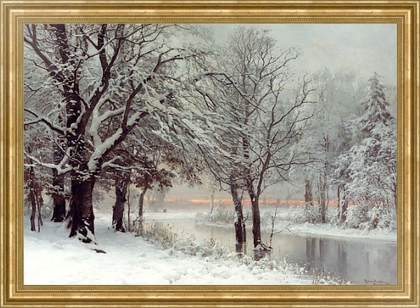 Постер Зимний вечер с типом исполнения На холсте в раме в багетной раме NA033.1.051