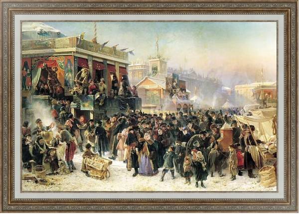 Постер Народное гулянье во время Масленицы на Адмиралтейской площади в Петербурге. 1869 с типом исполнения На холсте в раме в багетной раме 595.M52.330