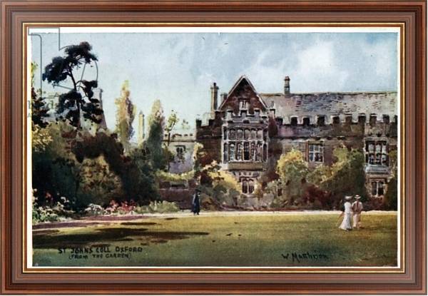 Постер St John's College, from the garden с типом исполнения На холсте в раме в багетной раме 35-M719P-83