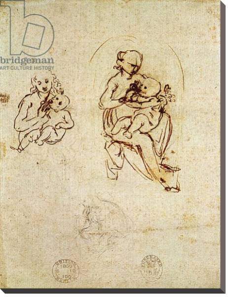 Постер Study for the Virgin and Child, c.1478-1480 с типом исполнения На холсте без рамы