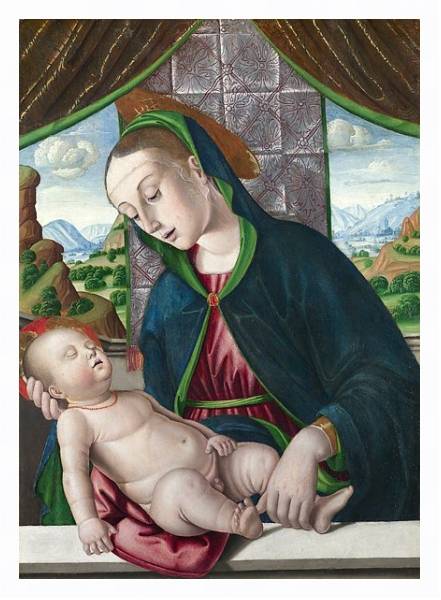 Постер Дева Мария с младенцем 22 с типом исполнения На холсте в раме в багетной раме 221-03
