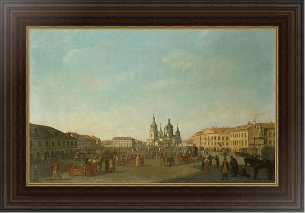 Постер Вид Сенной площади в Петербурге с типом исполнения На холсте в раме в багетной раме 1.023.151