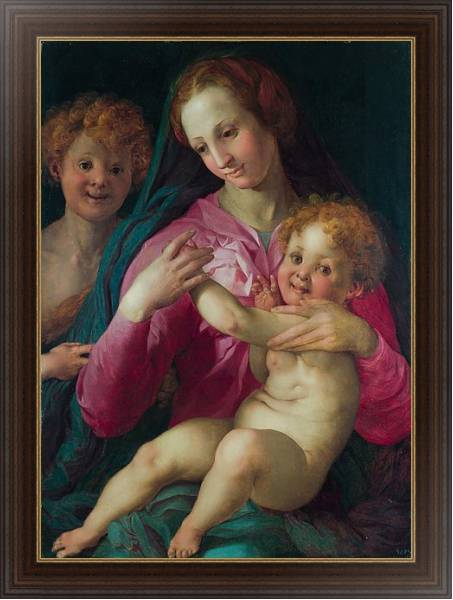 Постер Мадонна с младенцем и молодой Креститель с типом исполнения На холсте в раме в багетной раме 1.023.151