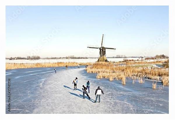 Постер Катание на коньках, Голландия с типом исполнения На холсте в раме в багетной раме 221-03