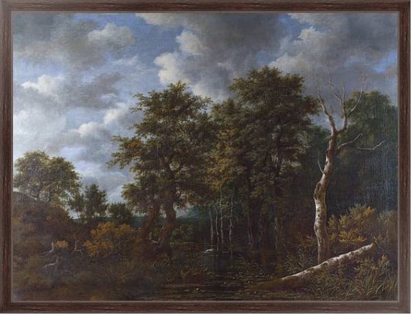Постер Пруд, окруженный деревьями с типом исполнения На холсте в раме в багетной раме 221-02