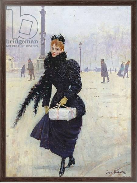 Постер Parisian woman in the Place de la Concorde, c.1890 с типом исполнения На холсте в раме в багетной раме 221-02